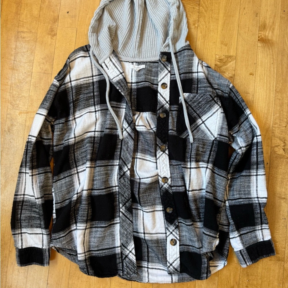 Maurices Black and White Button Down Shirt